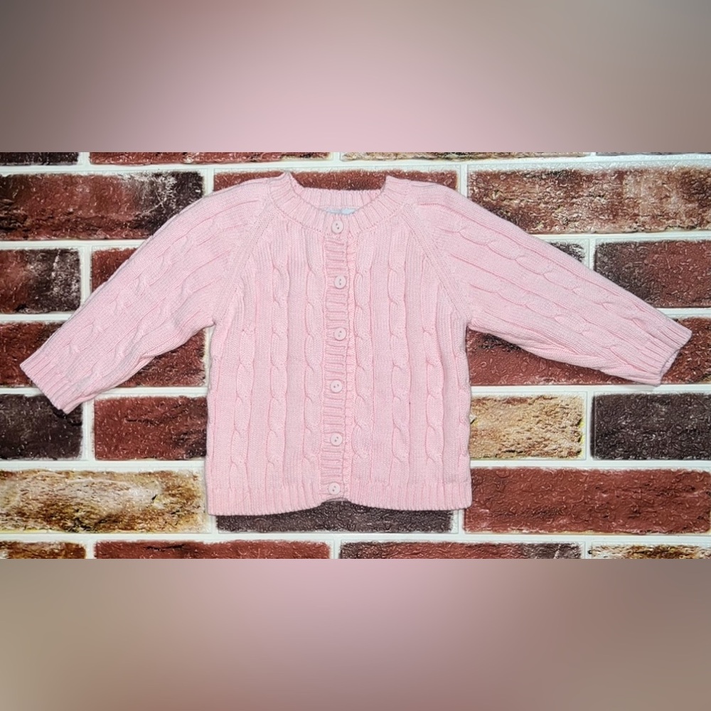 Baby Dove pink cable knit sweater cardigan 6-9m
